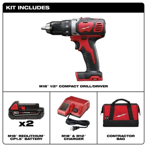 Badass Compact Cordless Drill Driver Kit featuring brushed motor and high torque performance with battery and charger.