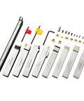 Beefed Up 1 Inch Shank Heavy Duty Indexable Carbide Lathe Tool Holder Set With Boring Bar 9 Pieces CNC Nickel Plated Insert Holders