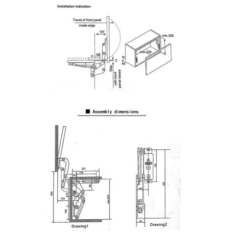 Vertical Lift Cabinet Hinge Up And Down Operated With Quiet Automatic Sliding Action Durable Iron Kitchen Cabinet Hardware diagram