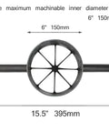 Heavy Duty Steel Bamboo Splitter For Eight Even Pieces with inner diameter 15.5cm and length 39.5cm, front view.