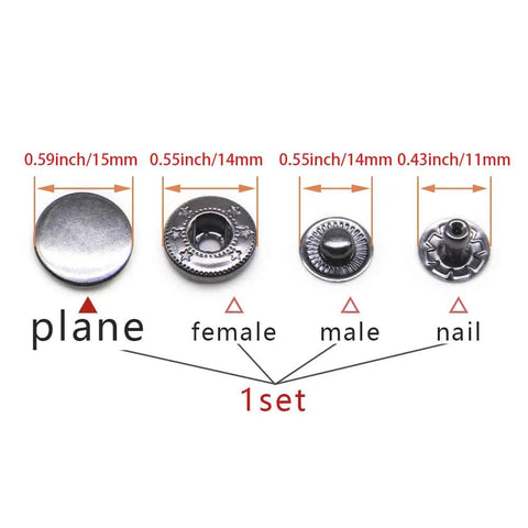 Must Have Leather Snap Fasteners Kit With 120 Sets 15 Millimeter Metal Snaps Press Studs Four Colors Includes Four Setter Tools