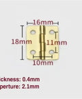 Image showing solid brass hinge with measurements for Set Of 10 Mini Cabinet Drawer Butt Hinge Connectors With Screws.