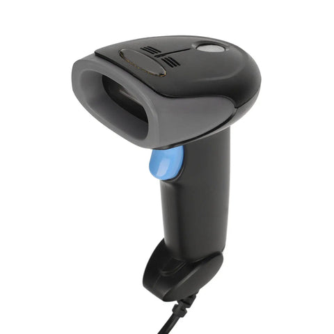Rugged Handheld Barcode Scanner Reads 1D 2D And QR Codes With ABS Body IP54 Dust Protected Sealed in black with trigger button