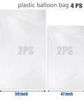Huge Balloon Storage Bags Pack Of Four Transparent Giant Bags 59 By 98 Inches And 47 By 59 Inches shown in two sizes with measurements.