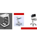 Rock Solid Heavy Duty Castor Wheels Four Pack Swivel Caster Set with Safety Brakes on mobile cart with storage shelves.