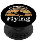 Gyrocopter Gyroplane Autogyro PopSockets PopGrip with silhouette and text 'I'd Rather Be Flying' for aviation enthusiasts and pilots.