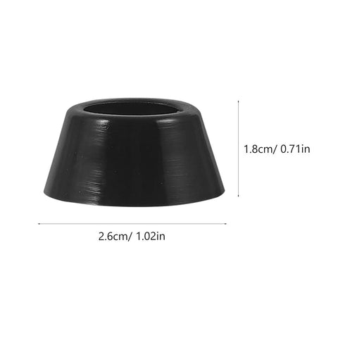 Close-up of a black rubber furniture leveling foot with dimensions shown, part of the 20 Pieces Rubber Furniture Leveling Feet With Stainless Steel Screws set.