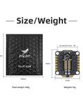 Dimensions and weight of 60A Four In One ESC For FPV Drones 2 To 6S With DShot Digital Protocols Immersion Gold Pads.