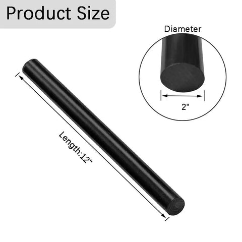 2 Inch Diameter Black HDPE Round Rod 12 Inch Length For DIY Projects And Mechanical Parts Heavy Duty Low Water Absorption Corrosion Resistant Plastic Bar
