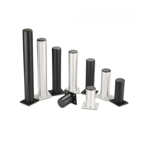 Aluminum Adjustable Furniture Legs 4 Pack, Heavy Duty TV Stand Cabinet Feet, black and silver, various heights displayed.