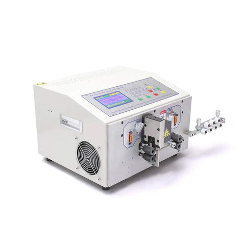 Heavy Duty Automatic Cable Wire Cutting And Stripping Machine AWG 32 To 11 With 100 Program Memories, compact design showcasing front panel.