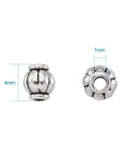 Antique Silver Tibetan Style Pumpkin Spacer Beads 4mm, 100 Piece Set for DIY Jewelry Making, close-up showing 4mm diameter and 1mm hole