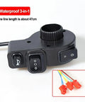 Solid Handlebar Switch 7/8 Inch On Off For E Bike Scooter Atv Motorcycle And Utv With Latching Push Button Support Dc 24 36 And 48 Volt Electrical Systems To Keep Your Ride Rocking Safe And Smooth Without Any Hassle Today. Waterproof 3-in-1 handlebar switch with 47cm cable and 3 buttons