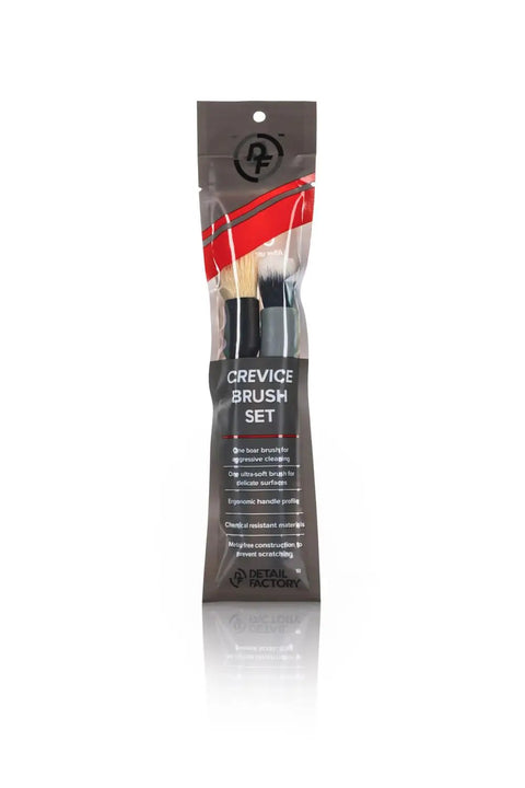 Packaging of Crevice Cleaning Detailing Brush Kit For Small Spaces Mini Set With Boar's Hair Brush And Ultra Soft Synthetic Brush