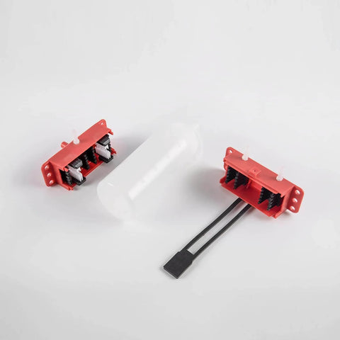 All Models Motorcycle Chain Cleaning Kit With Lube Device And Brush Gear Cleaner Tool For Chains, red finish, components shown