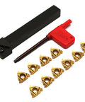 Lathe And CNC Threading Tool Set With 12Mm Holder And 16ER AG60 Inserts, 10Pcs Threading Inserts Kit, Pro Grade Durable Steel Construction.