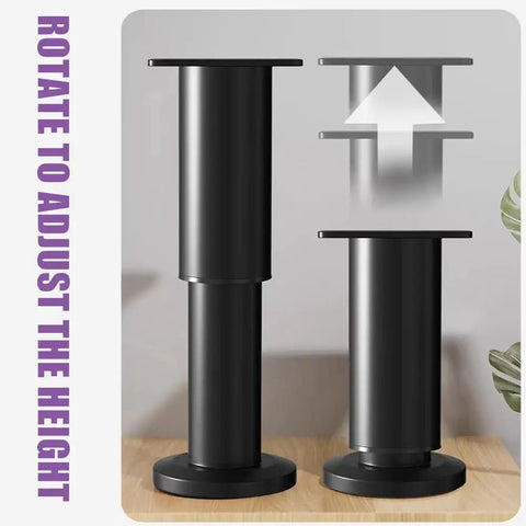 Adjustable Metal Furniture Legs Set Four Pack 5 To 7 Inches Height Heavy Duty Replacement Feet For Sofa Couch Cabinet Dresser Black No Sweat Install With Screws showing height adjustment feature