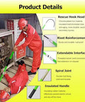 Top Shelf Fiberglass Insulated Rescue Hook For High Voltage Electricians No Nonsense Life Saving Pole With Telescopic Shaft For Cable Line Maintenance And Tower Work details, showing reinforced rescue hook head and insulated handle.