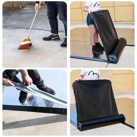 Straight Up Heavy Duty Self Adhesive Waterproof Bitumen Sealant Tape For Roof And Pipe Leak Fix being unrolled and applied.