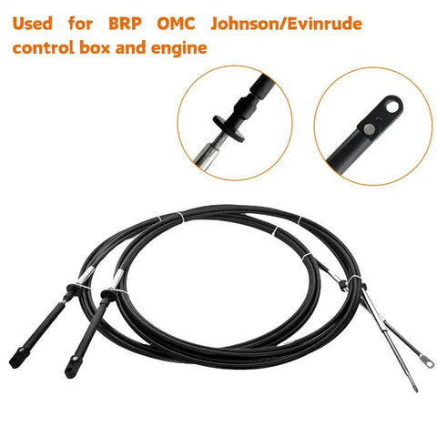 12Ft Throttle Shift Remote Control Cable 2 Pack Fits Evinrude BRP OMC Outboard Engines Replacement For Boat Control System