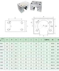 Technical diagram and measurements of 2 Pack Nut Housing End Support Bearing For Miniature Ball Screw SFK0802 SFK1002 SFK0601.