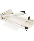 24 Inch I Bar Shrink Wrap Machine With Heat Gun For POF Film Sealing And Cutting, compact design with sealing bar and roll holder.