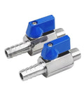 BesNPT stainless steel shut-off valve with blue lever, 1/4 in NPT male to hose barb, pack of 2