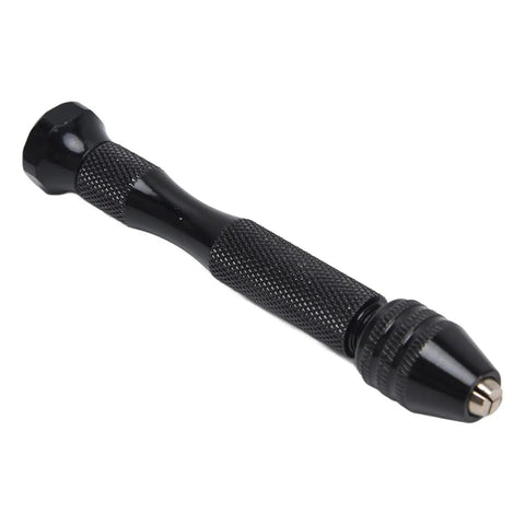 Knockout Mini Aluminum Pin Vise Hand Drill Featuring A Tight 0.3 To 3.4 Mm Chuck, Ultra Light Hobby Gear close-up view.