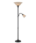 Antique Brass Torchiere Lamp With Lit Amber Cloud Glass Shades Adjustable Reading Gooseneck 72 Inch Tall On Off Switch Bulb Included Modern Contemporary Design For Living Room Or Bedroom