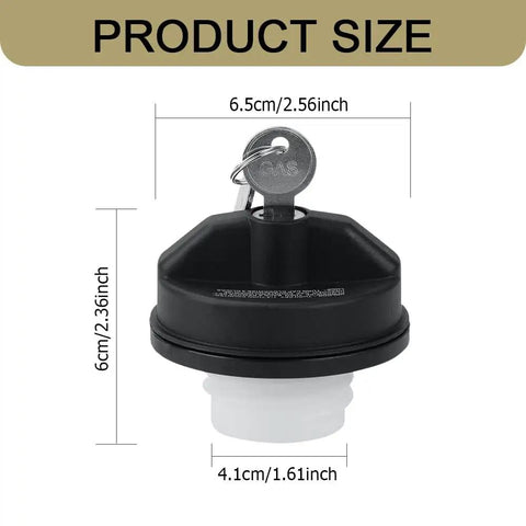 Locking Gas Cap With Key For Toyota 4Runner And Chevrolet Silverado, Secure Fuel Tank Cap, size dimensions shown