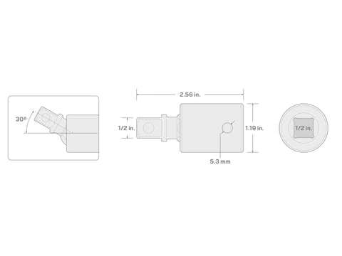 1/2 Inch Drive Impact Universal Joint Pivots A Full 30 Degrees to reach stubborn fasteners, showcasing size and design details.
