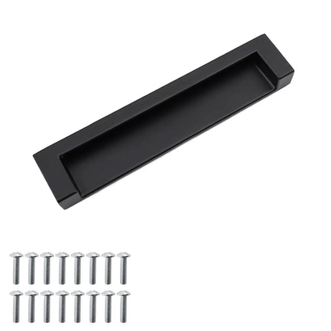 8 Piece Set Black Recessed Finger Pulls For Cabinets And Drawers Hidden Metal Closet Door Handles 5 Inch Inset Pulls with screws