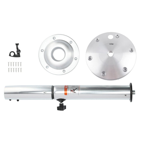 Height Adjustable Table Pedestal Legs Kit For RVs And Yachts Retractable Workbench Base Aluminum Silver 22 To 28 Inches components displayed