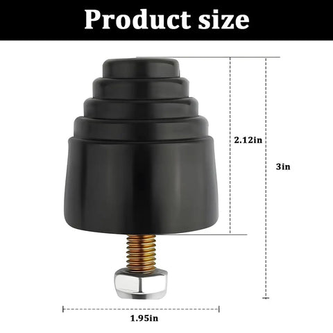 2 Pack Car Suspension Bump Stops Rubber Bumper Stop Kit with Nuts, 3x1.95 inch, black, shown with measurements for shock absorption.