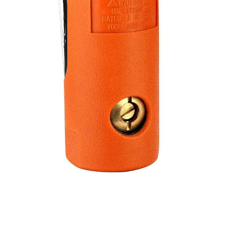 Kickass Mini Air Die Grinder With 10 Piece Ceramic Stone Set 25000 RPM Straight Pneumatic Grinding Tool showing orange body and valve.
