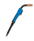 100Amp MIG Welding Gun With 10 Ft Cable, blue straight handle, aluminum body, fixed neck at 50 degrees, for home MIG and flux core welding