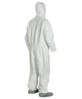 Elastic Cuff Hooded Coveralls With Boots In White X Large 25 Per Carton Durable Protective Disposable Suit For Paint Construction Cleanup Job Site Work Ready Breathable Lightweight Easy On Off
