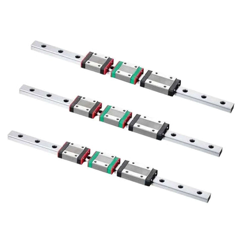 Top Tier High Precision MGN7C Miniature Linear Guide Rail Kit In 350mm Length With Pre Drilled Support Blocks For Smooth Low Friction Motion And Easy Insta, three rails with carriages