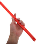 Hand holding orange ABS rail guard for longboards and electric skateboards showcasing easy install and impact resistance.