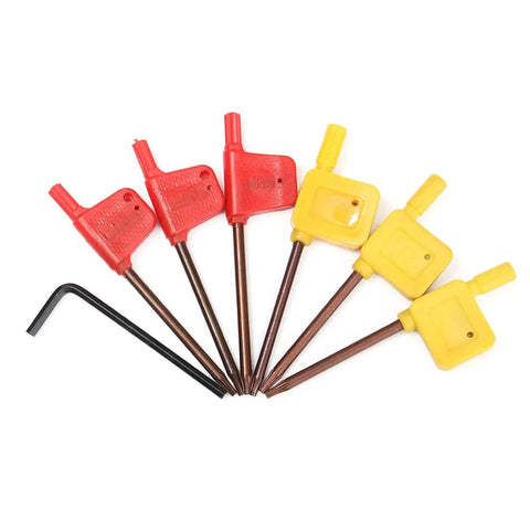 Set of 7 wrenches from CNC Lathe Tool Holder CLCR 10mm Boring Bar Set With 7 Carbide Inserts And 7 Wrenches For Turning DZ17 Pro Grade