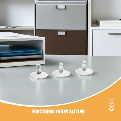 Solid Heavy Duty Swivel Adjustable Furniture Levelers With Easy Height Adjustment And Grippy Anti Slip Rubber Pads For Chairs Sofas Silent Glide Floor Protectors Pack Of Twelve displayed on a modern desk.