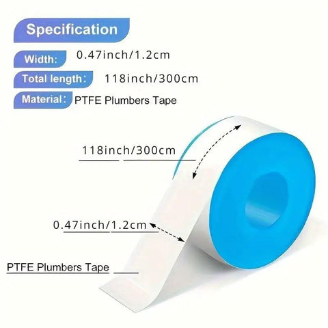 Easy Install PTFE Thread Sealing Tape For Shower Heads And Plumbing Fittings, Flexible white tape roll with specifications