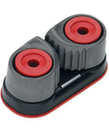 Premium Sailing Micro Cam-Matic Ball Bearing Cam Cleat For Quick Trim And Tight Lines, Solid Hold, Aluminum Hardcoat Anodized High-Load Release, Lightweight Marine Hardware Part 468, black and red color, front view.