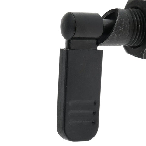 Close-up of Spring Loaded Latch Pin With Lock Nut Quick Release Indexing Plunger, black durable tool accessory for secure retention.