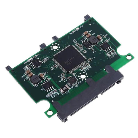 Two Port Dual SD And MMC To SATA RAID Adapter Enclosure circuit board for flash card boot drives, compact and efficient.