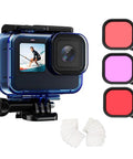 Waterproof Underwater Housing With Red And Magenta Dive Filters For Hero 9 10 11 12 13 Action Cameras 60m Depth Rating