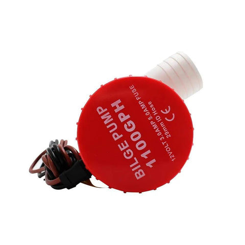 1100 GPH 12V Submersible Workhorse Bilge Pump With One And One Eighth Inch Outlet Non Automatic Quiet Marine Water Pump For Boats Ponds Pools Spas RVs And Caravans Great For Bilge Drainage On Boats Kayaks Docks And More, side view