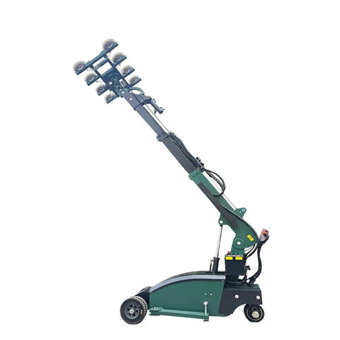 Grind Ready Pneumatic Glass Vacuum Lifter Offering Electric Suction Lift For Smooth Panel Moves Rock Solid Steel Framework And Foolproof Overload Shield Built Tough For Real World Metal Jobs side view with extended arm and wheels