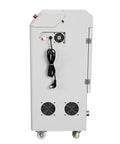DTF Fume Extractor Sweeping Shop Smog From Powder Shakers And Sublimation Gear Boots Up With 176 Watts To Shift 202 Cubic Meters Of Air Hourly side view showing motor, controls, and wheels.