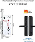 Slick Fingerprint Door Lock Delivering Dead Easy App Pairing And Rock Solid Setup; Black 240mm high, 92.5mm wide, featuring keypad.